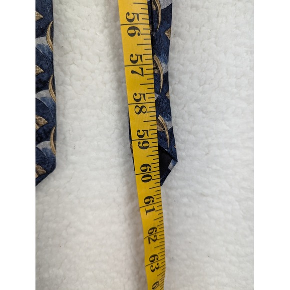 Van Heusen Men's Necktie Blue Gold Fan Pattern Business Casual 61" - Picture 5 of 5